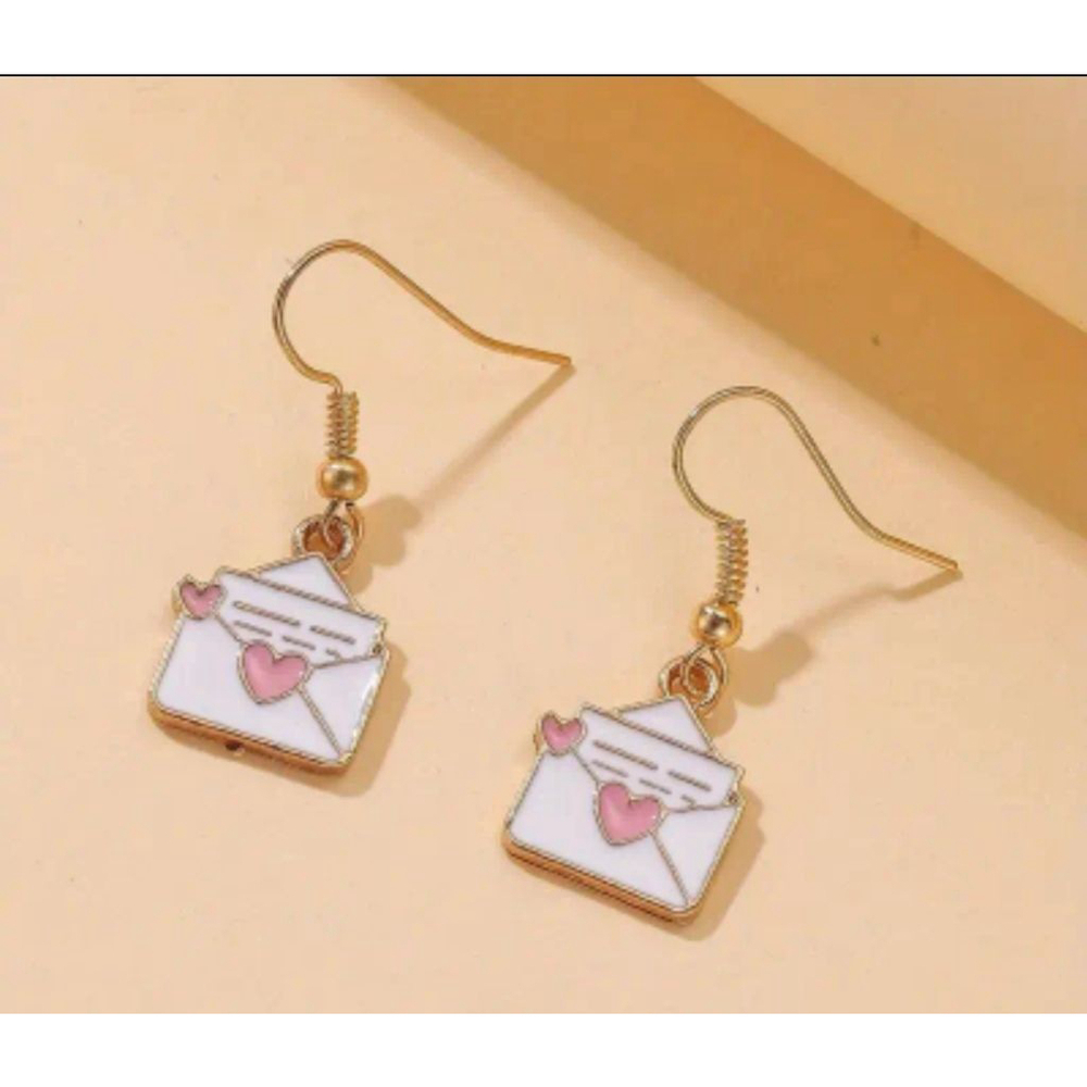 Women Envelope Earrings White Gold